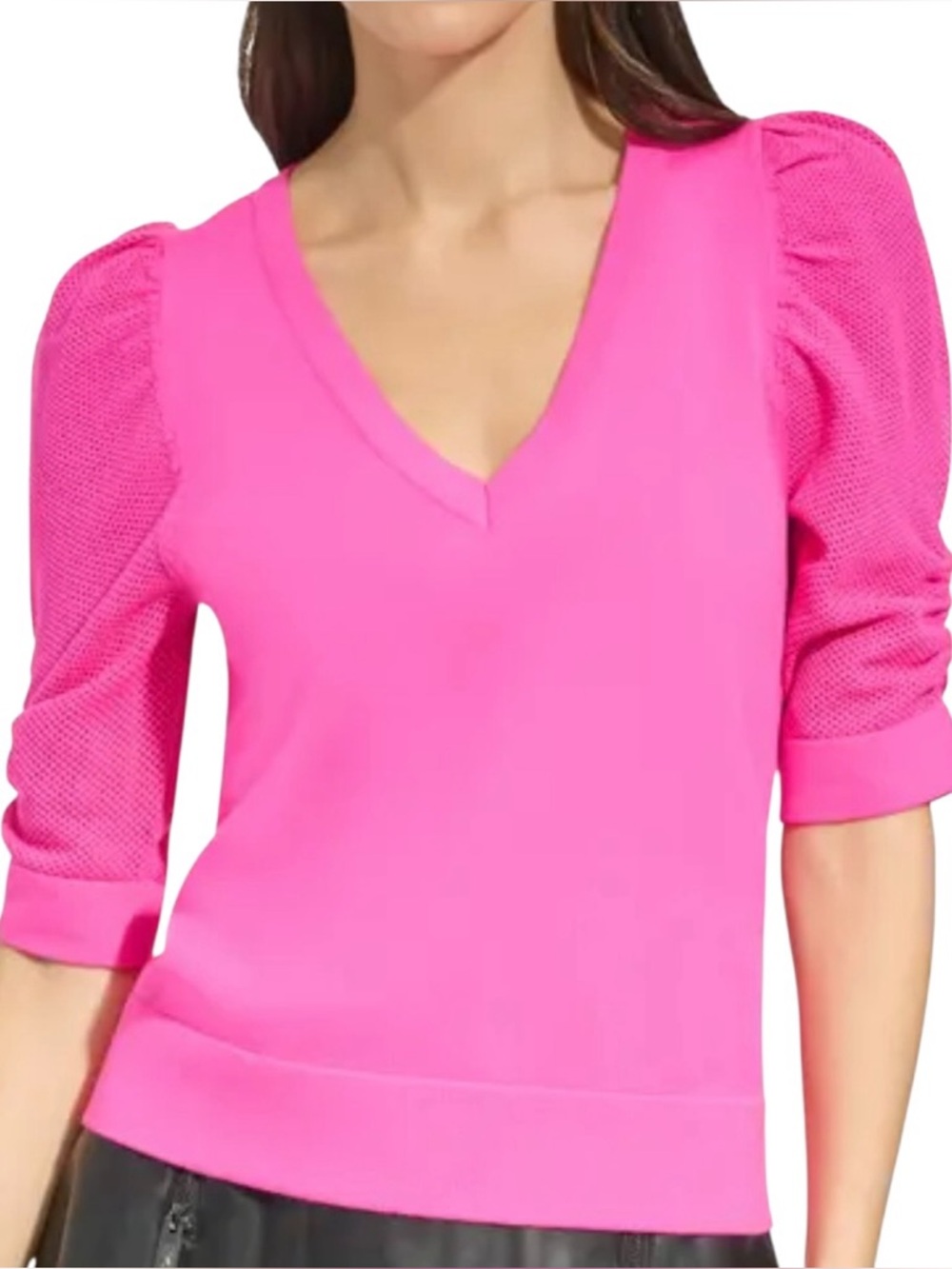 DKNY Short Puffed Sleeve Sweater